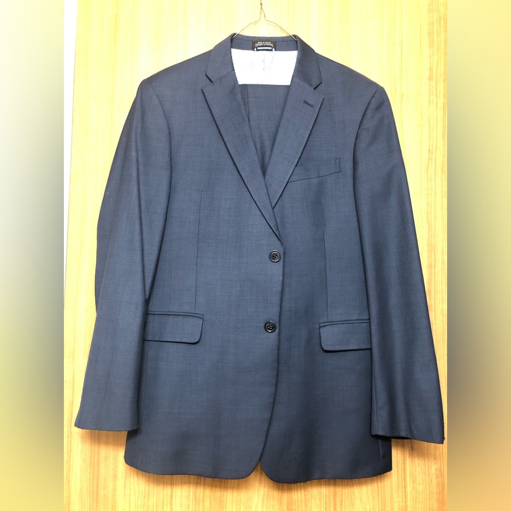 TOMMY HILFIGER Mens 2 Piece Two Button Suit Jacket 40R Pant 32Wx30L Blue